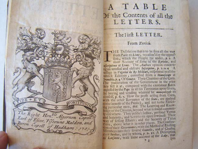 "Some Letters regarding Travels through Switzerland, Italy & Germany in the years 1685 & 1686 published in 1698 — image 2